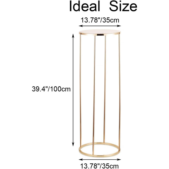 Підставка для квітів золоті весільні прикраси для столів - Inweder 2 шт. и кругла квіткова колона 100см висота підлогової вази з металевою пластиною циліндр золоті вази рослина підставка для вечірки вітальня домашній декор 2 100см висота
