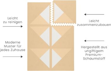 Повзучий килимок преміум-класу Toddlekind 180x120 см, не містить бісфенолу А, безпечний і здоров'я, протестований Екологічний килимок-пазл з переробленої піни EVA Високоякісний дитячий килимок (бежевий/кремовий (Kyte - Wheat)