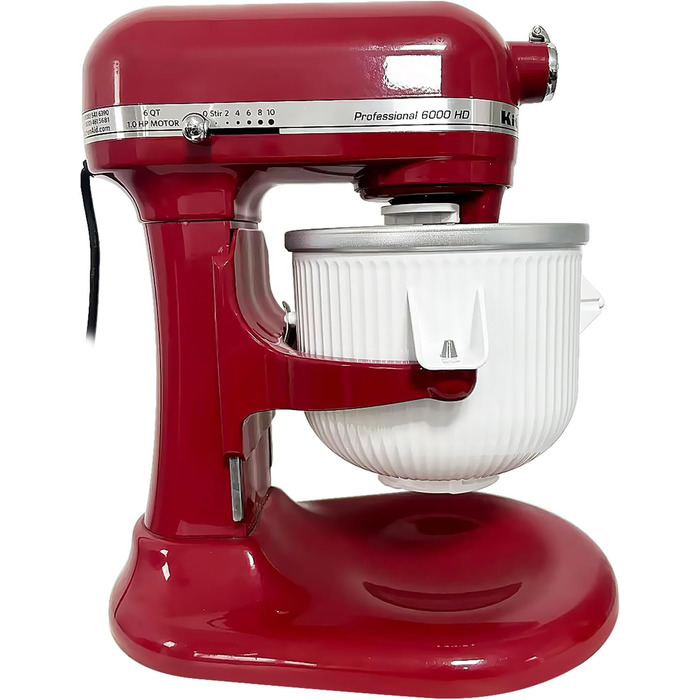 Насадка для морожениці Gdrtwwh для міксера Kitchenaid, морожениці та сорбет-желато, підходить для підйомника чаші Kitchenaid 4.3 л і 4.8 л (можна мити в посудомийній машині)