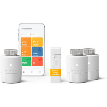 Розумний радіаторний термостат tado Wifi Starter Kit V3, включно з 3 термостатами для опалення цифрове керування опаленням через додаток легке встановлення сумісний з Alexa, Siri та Google.