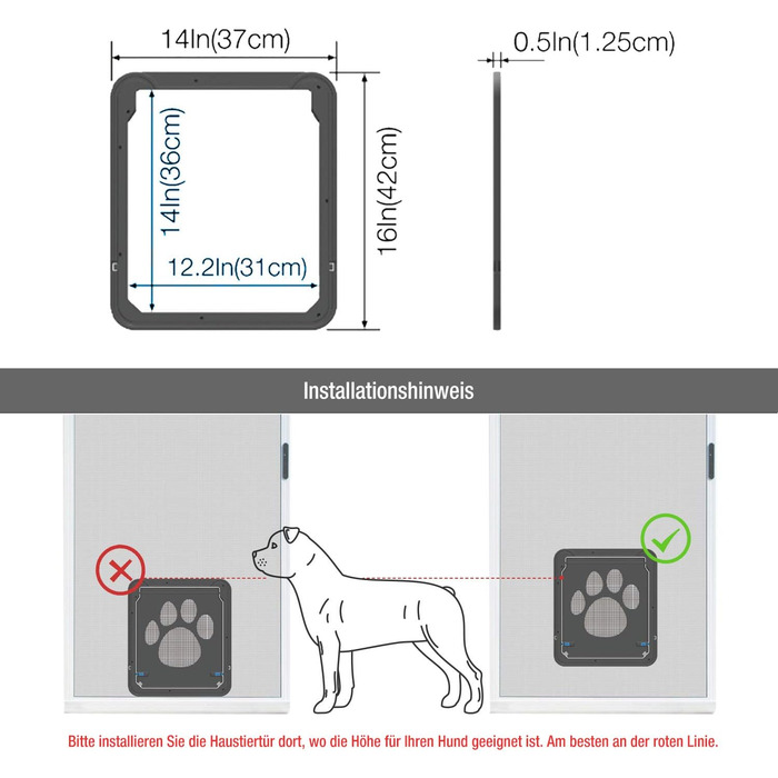 Для дверей Fly Screen Cat Flap Fly Screen з магнітним замком Легке встановлення Двері для собак для котів/собак (29 см * 24 см) (Внутрішній розмір (36 см * 31 см))