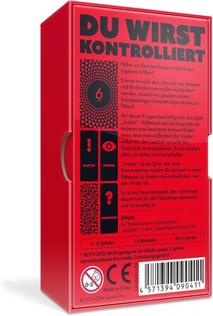 Інсайдерська гра на вгадування для сім'ї та друзів - Маніпульована вікторина - Партійна гра для ігрового вечора - Від 9 років (німецька) Німецька коробка