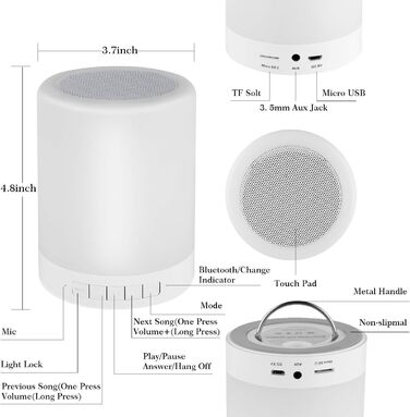 Приліжкова лампа REAWUL з динаміком Bluetooth, сенсорний нічник, настільна лампа настрою з 3 світлодіодними сенсорними режимами затемнення і 7 кольорами для перемикання, подарунок для жінок, чоловіків, підлітків, дівчат і хлопчиків