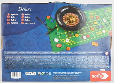 Рулетка Noris 606102025 Deluxe Set Roulette - з 2 сталевими кульками, 60 фішками та іншими аксесуарами для справжнього відчуття казино, віком від 8 років і старше