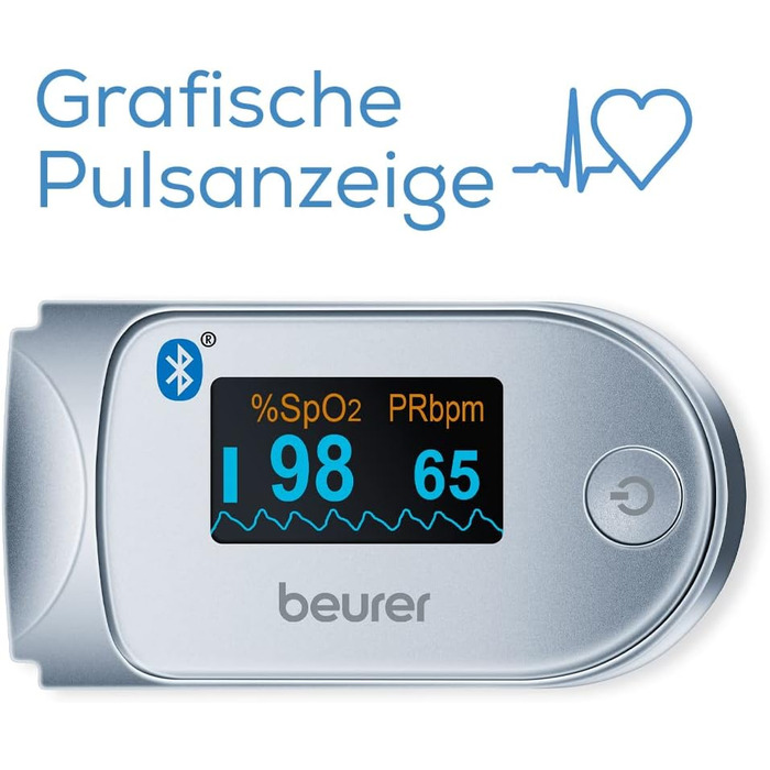 Пульсоксиметр Beurer PO 60 з Bluetooth для визначення артеріальної сатурації кисню в крові