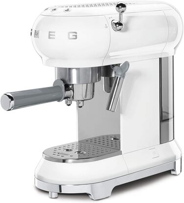 Повністю автоматична кавоварка SMEG ECF01WHEU, термоблочна система нагріву Espresso Coffee Maker забезпечує швидкий старт і точний контроль температури для заварювання кави, білого кольору