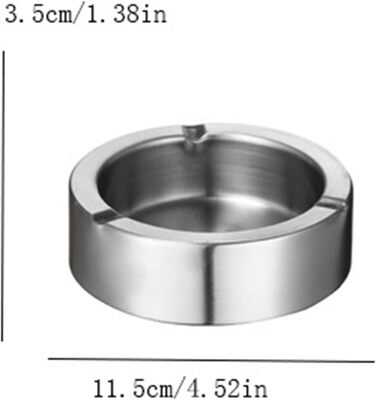 Попільничка Потовщена попільничка з нержавіючої сталі металева попільничка, домашня вітальня, спальня, попільничка, антикварна прикраса, інтернет-бар готелю, сигарета, попільничка для сигар попільничка для вулиці (Col 11.5cm Silver