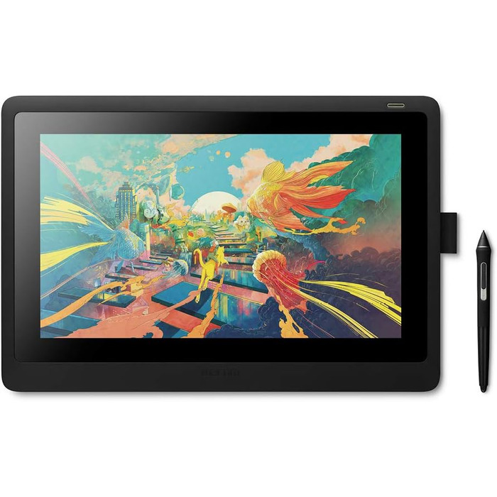 Планшет Wacom Cintiq 16 Creative Pen Display Tablet (для ескізів, ілюстрацій і малювання безпосередньо на екрані, з дисплеєм Full HD (1 920 x 1 080), підходить для Windows і Mac), чорний (16 дюймів, комплект з пультом дистанційного керування ExpressKey)