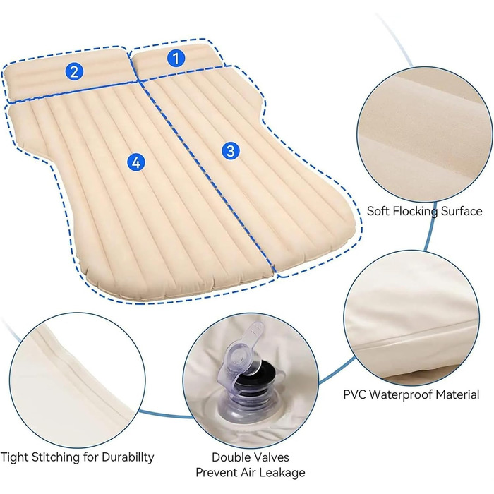Автомобільний матрац WOLWES, сумісний з Tesla для позашляховика Model 3 Y S x 2023, ліжко для надування автомобіля, туристичний надувний матрац, подушка для кемпінгу на відкритому повітрі, розбірне портативне ліжко на повітрі