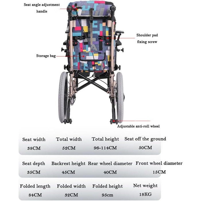 Регульоване повітря Легке водіння Ручний нахил 45 з обіднім столом Висока спинка Повітря для транзитного крісла з церебральним паралічем Вік 5-13 років