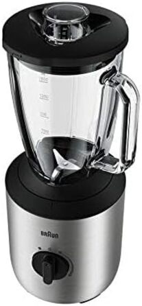 Кухонний міксер Braun Household PowerBlend 3 JB 3272 - скляна насадка для блендера 1,5 л, кухонні гаджети для подрібнення, пюрирования та змішування, в т.ч. 2 пляшки Smoothie2Go, 800 Вт, нержавіюча сталь з нержавіючої сталі/чорний одинарний