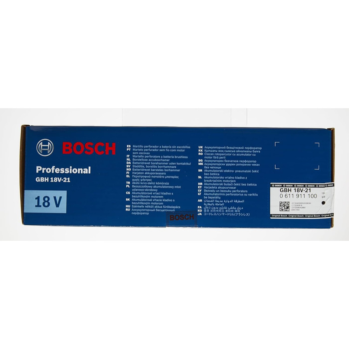 Акумуляторний перфоратор Bosch Professional 18V System GBH 18V-21 (з SDS plus, макс. енергія удару 2 Дж, безщітковий двигун, без акумулятора/зарядного пристрою)