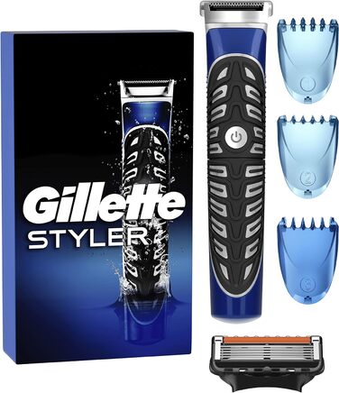 Тример Gillette Precision для тіла та бороди, 4 в 1 для чоловіків, бритв та моделістів, з 1 лезом ProGlide та 3 насадками Styler 1 машинка для стрижки волосся Lame Gillette Proglide Styler 1 пакет для поповнення волосся