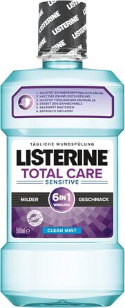 Ополіскувач для порожнини рота Listerine Total Care Sensitive, ополіскувач для порожнини рота 6в1, антибактеріальний і для чутливих зубів (3 x 500 мл) 500 мл (3 упаковки)