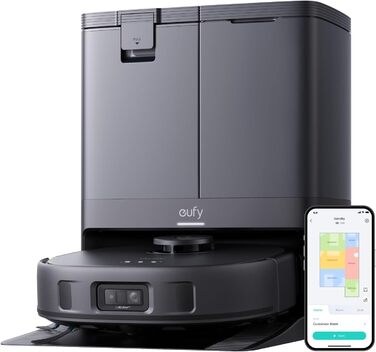 Робот-пилосос eufy X10 Pro Omni з функцією протирання та всмоктувальною станцією, 8000 Па, автоматичний вакуум/наповнення, швабра з автоматичним підйомом 2 із автоматичним пранням/сушінням, активне уникнення перешкод, блокування безпеки від дітей