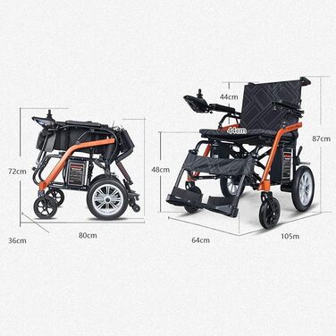 Алюмінієве електричне інвалідне крісло, туристичне електричне інвалідне крісло, ультрапортативне розбірне електричне крісло колісне, шини 7'x12', літієва батарея 20 Ач, can t