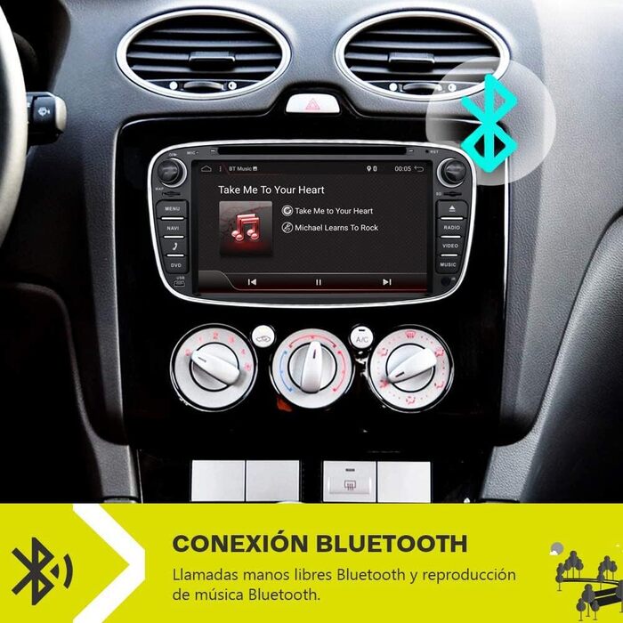 Автомобільна стереосистема YUNTX Android 12 для Ford Focus/Mondeo/S-Max/Connect (2008-2011) Радіоприймач з GPS Navi-CarPlay/Android Auto/Bluetooth 5.0/DAB/USB/WiFi/4G/Mirrorlink-Free камераCanbusMIC-2 Din IPS 7 дюймів (DSP-4G64G-чорний)