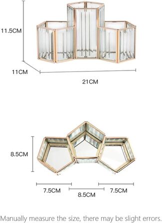 Тримач пензлика для макіяжу скло та латунь, вінтажний тримач для пензлика для макіяжу, контейнер для косметичної кисті, органайзер для косметики, для зберігання косметики, для комода, туалетний столик, золотистий