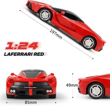 На дистанційному управлінні для дітей, модель автомобіля LaFerrari ліцензована, RC іграшка на дистанційному управлінні для хлопчиків дівчаток 3-18 років, червоний Laferrari-червоний, 124 Ferrari