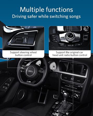 Адаптер Airdual Bluetooth 5.0, сумісний з музичним інтерфейсом Audi MMI 3G, Audi Symphony, Audi Concert, VW MDI, Mercedes Media Interface 2009-2020 рік Audi MMI3G/Audi Symphony Concert/VW