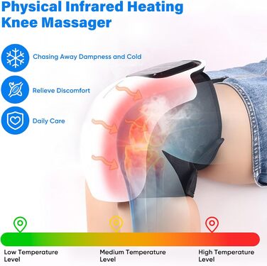 Колінний масажер Jargrovs, бездротовий колінний масажер з багатофункціональним дисплеєм, портативний інфрачервоний колінний масажер, фізіотерапевтичний пристрій для полегшення болю в коліні з регульованою температурою