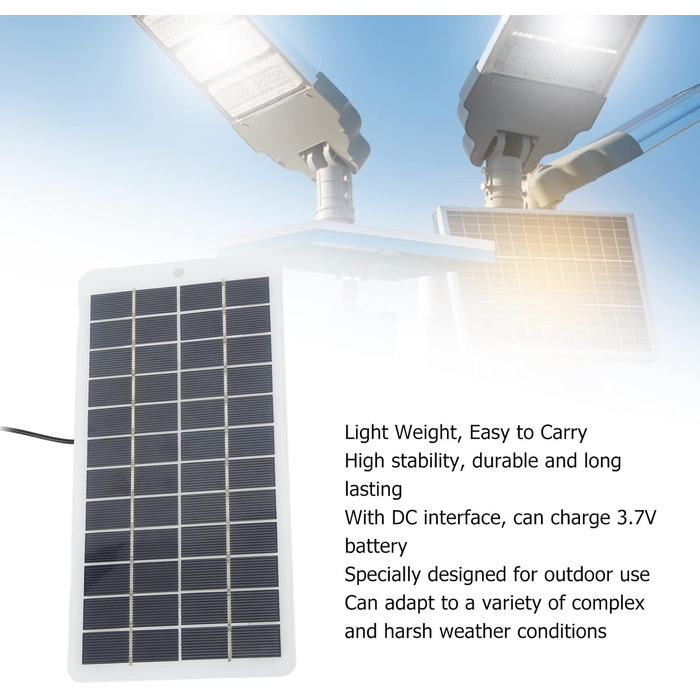 Сонячна панель, портативна високоефективна сонячна панель 5 Вт 12 В, полікристалічний сонячний модуль з інтерфейсом постійного струму, енергозберігаючий сонячний зарядний пристрій для аварійного освітлення, малі системи сонячної енергії