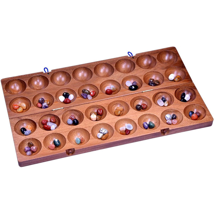 ЛОГОГРАММА Hus - Bao - Kalaha - Mancala - Gemstone game - Гра з дорогоцінних каменів з деревини Самена, в т.ч. з дорогоцінними каменями