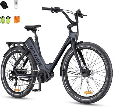 Чоловічий гірський велосипед ENGWE E Bike, запас ходу Ebike 260 км на акумуляторі 36 В 19.2 Ач, середній двигун E-Bike 250 Вт Макс. 25 км/год, електричні велосипеди 27.5 * 2.4-дюймові шини, приміський електричний велосипед для дорослих P275 Black P275 ST