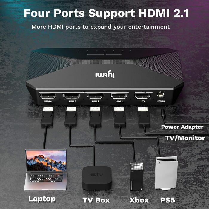 Світлодіодне підсвічування телевізора Lytmi Fantasy 3 HDMI 2.1 із синхроблоком і світловою стрічкою, модна освітлювальна стрічка для 7580-дюймового телевізора 8K 60 Гц, 4 входи, 1 вихід, робота з Alexa для телевізора 75-80 дюймів