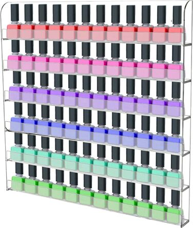 Рівнева полиця для лаку для нігтів настінне кріплення - прозорий акриловий органайзер для лаку для нігтів Підставка для лаку для нігтів Дисплей для лаку для нігтів 96 лак для губної помади Ефірна олія, 6-