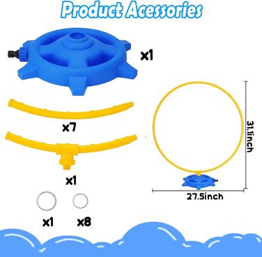 В 1 розбризкувач води для дітей з обертовими розпилювачами Прикріплений до садового шланга, літня відкрита галявина задній двір іграшка для малюків відкритий розбризкувач ігри сімейна гра, 2
