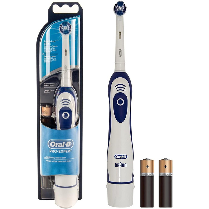 Електрична зубна щітка Oral-B Pro-Expert, 1 ручка, 1 насадка для зубної щітки Precision Clean, 2 батареї, 1 режим з 2D-чищенням, синій і білий 1 уп