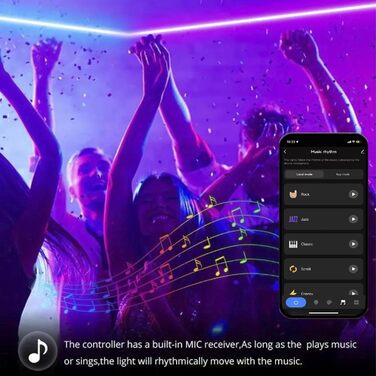 Неонова світлодіодна стрічка YSRSAI, неонова світлодіодна стрічка RGBIC працює з Alexa та Google, з керуванням програмами, функцією ІЧ-пульта дистанційного керування, функцією зроби сам, синхронізацією музики, неоновим стрічковим світлом для спальні, деко