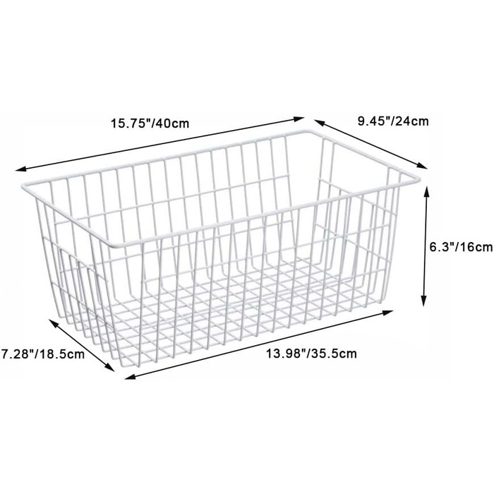 Металеві дротяні кошики SANNO, морозильні кошики, органайзери для дому, кошики для зберігання, великі кошики-органайзери для полиці, офісу, ванної кімнати, комори, організації, кошики для зберігання з білим кольором - 6p