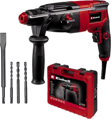 Перфоратор Einhell TC-RH 620 4F Kit (620 Вт, пневматичний ударний механізм, сила удару 2,2 Дж, ударне свердління, свердління, довбання з фіксацією та без, SDS-Plus, блокування безперервної роботи)