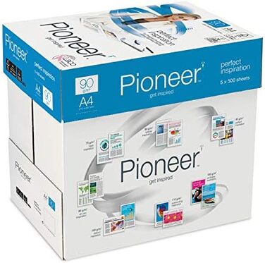 Офісний папір Pioneer - Копіювальний папір білий, 90 г/м, A4, FSC mix 70 - Коробка 5 упаковок по 500 аркушів