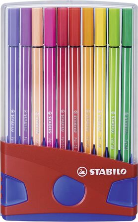 Фломастер преміум-класу - STABILO Pen 68 ColorParade - 20 серветок в - з 20 різними кольорами (синій/червоний)