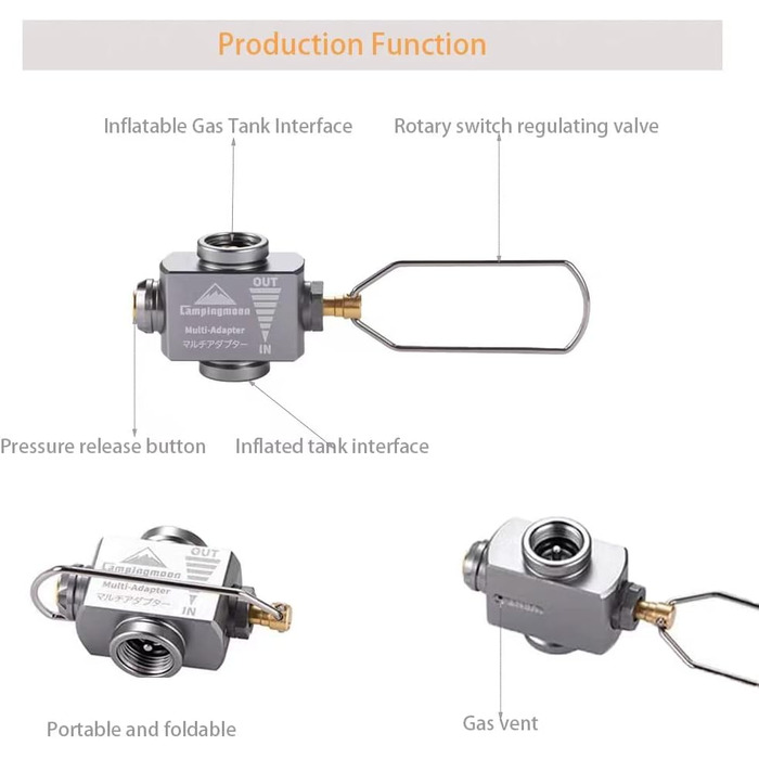 Перехідник Campingmoon з пропану на бутан, портативний адаптер для газових балонів для використання на відкритому повітрі (Z15). CM - Z15