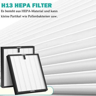 Змінний фільтр для MORENTO HY4866 Очищувач повітря 3-в-1 H13 Змінний фільтр HEPA Високоефективне активоване вугілля та попередній фільтр (2 фільтри 4 попередні фільтри з бавовни), 4866