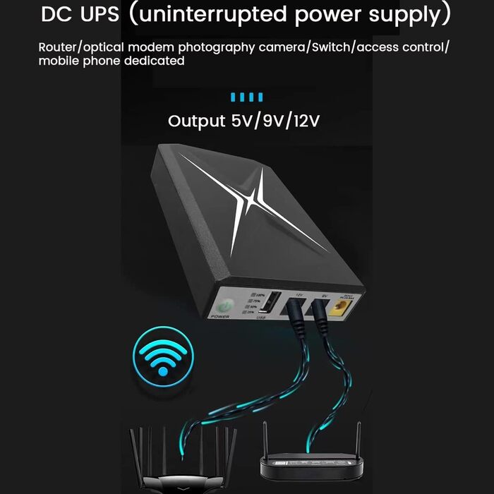 Джерело безперебійного живлення HUPYOMLER 5 В 9 В 12 В Міні ДБЖ USB 10400 мАг/18 Вт Резервне живлення для WiFi роутера CCTV