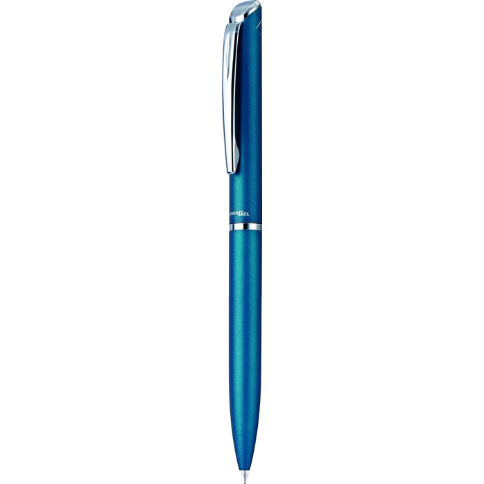 Ручка для роликів Pentel BL2007 EnerGel, якісна, висувна, наконечник 0,7 мм, корпус металевий матовий, бірюзовий, подарункова коробка матова бірюзова