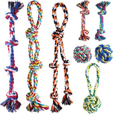 Перетягування каната, 8 Pack Indestructible Large Dog Toy Rope, Rope Dog Toys for Agressive Chewers