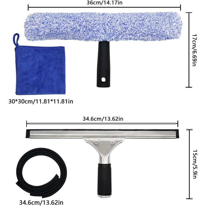 Набір для миття вікон 6 шт. Склоочисник з мікрофібри Професійний набір для миття вікон Склоочисник і знімач вікон Як комбінований набір Знімач склоочисників для ванної кімнати Душова кабіна Скло Дзеркало Автомобіль