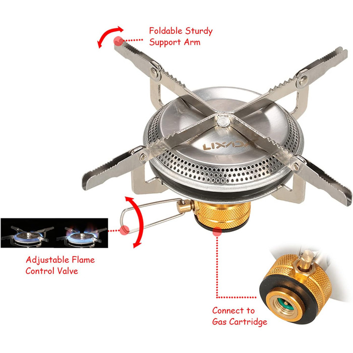 Кемпінгова газова плита Lixada, портативна кемпінгова плита, газова плита невелика 3500 Вт, складний рюкзак-піч на відкритому повітрі з сумкою для зберігання, для кемпінгу, походів, барбекю, пікніка Тип-2