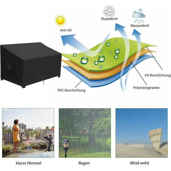Чохол садова лавка для лавки 2-місна, відкритий захисний чохол для шезлонгів, 420D Оксфорд водонепроникний і анти-ультрафіолетовий садові меблі лаунж чохли захисний чохол для шезлонга диван (138 * 99 * 61/89см)