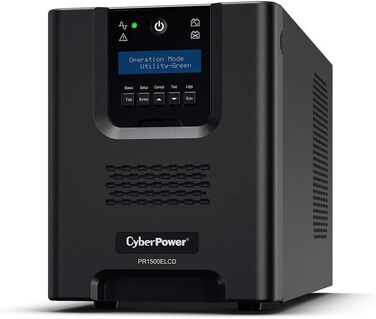 Лінійно-інтерактивне джерело безперебійного живлення Cyberpower PR1500ELCD (RJ-45, 17000 мАг, 1350 Вт, USB), чорний, 1500 ВА, 0R60020