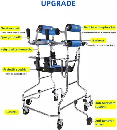 Стояча рама для реабілітації геміплегії у людей похилого віку, тренування нижніх кінцівок, регулювання висоти, допоміжний засіб для ходьби для пацієнтів з обмеженою рухливістю, допоміжний засіб для ходьби з 8 колесами для