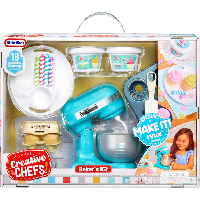 Набір пекаря Little Tikes Creative Chefs - зі спеціальним ігровим піском Make-It, 18 аксесуарів, реалістичний набір пекаря для рольових ігор, для хлопчиків і дівчаток віком від 3 років, не є набором пекаря ESSBAR