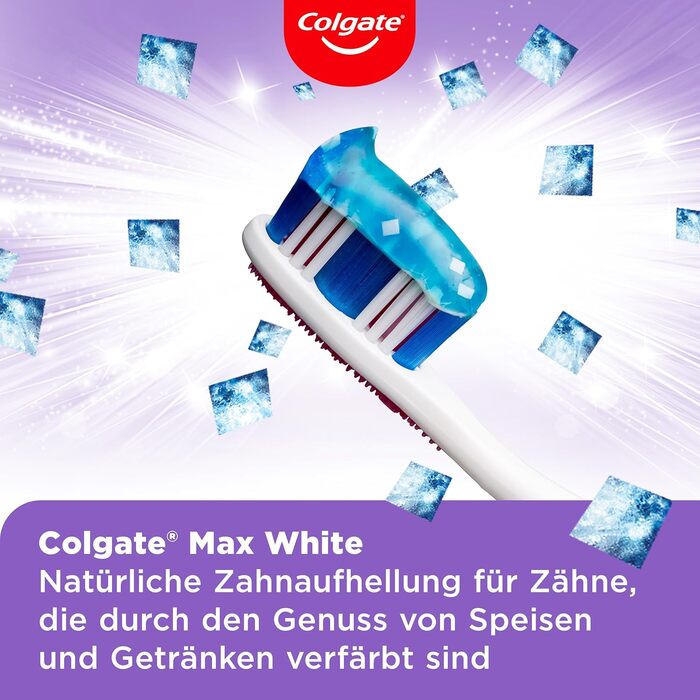 Зубна паста Colgate Max White Sparkle Diamonds 12x75 мл ідеальне відбілювання зубів для більш гладких і білих зубів відновлює природне відбілювання зубів і надовго освіжає подих