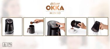 Турецька кавоварка Arzum Okka Minio Duo OK006-K, ємність 1-8 чашок, кавник, який можна мити, звукова сигналізація, компактний дизайн, потужність 880 Вт, чорний/хром